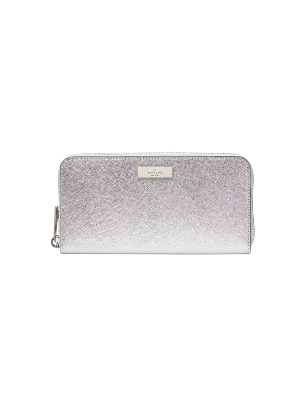 Kate Spade Kenzie Boxed Metallic Large Continental Wallet Lunar Light Silver NWT - Picture 2 of 4